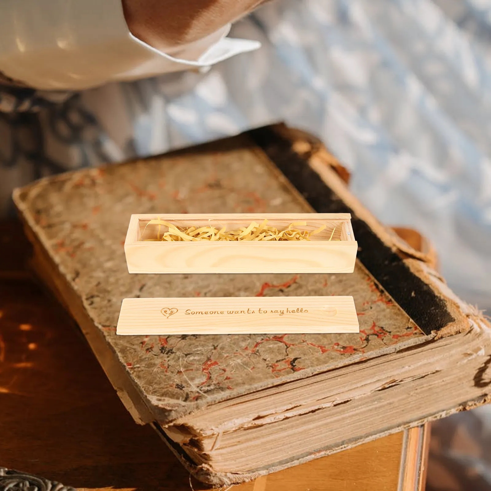 

Wooden Pregnancy Test Keepsake Box with Footprint Design Natural Finish Storage for First Positive Test Baby Mementos