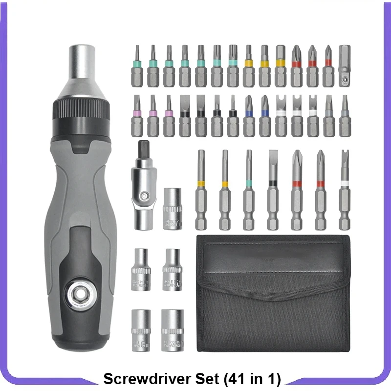 Imagem -02 - Ratcheting Screwdriver Grupo Precisão Magnética Phillips Torx Hex Screw Bit Household Repair Kit de Ferramentas Manuais para Iphone pc 41 em 1