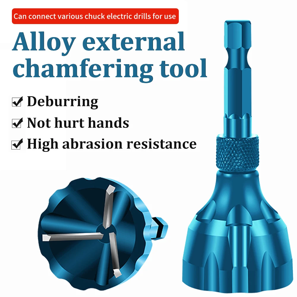 Deburring External Chamfering Tool Metal Drilling Tool Cleaning Bolt Tool Hexagonal Handle Chamferer Aço Inoxidável