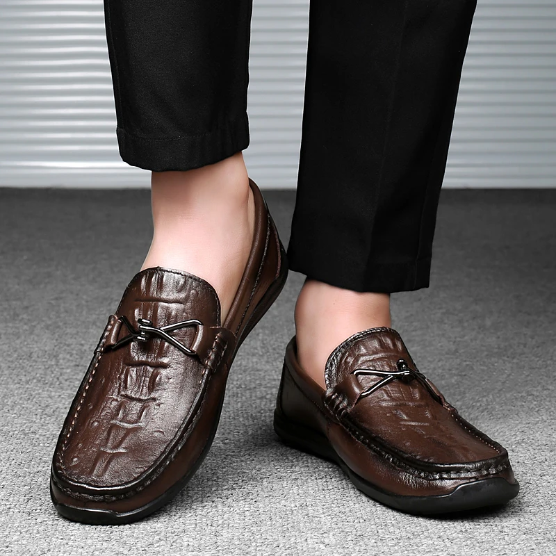 

Модные брендовые мужские удобные повседневные кожаные туфли из воловьей кожи с верхним слоем, весенние новые дышащие деловые лоферы высокого качества