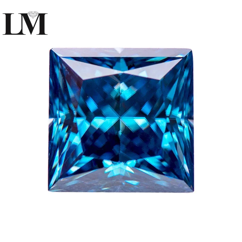 

Moissanite Stone Sapphire Blue Color Princess Cut Gemstone For Jewelry Making Material Lab Grown Advanced With GRA Certificate