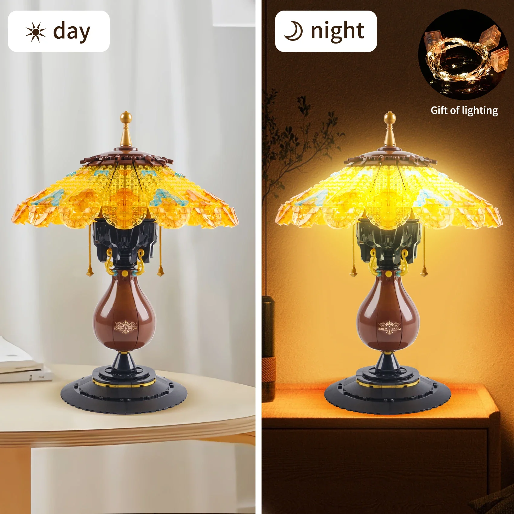804PC Retro Tafellamp Bouwstenen Speelgoed Creatieve Ideeën Bureaulamp Licht Model Bakstenen Kinderen Speelgoed Volwassen Meisje Gift Woondecoratie