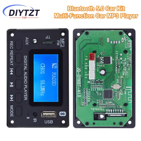 Placa decodificadora de mp3 dc 5v 12v, decodificação wma, reprodutor de mp3, bluetooth5.0, módulo de áudio, suporte wma wav tf, usb, rádio fm, chamada handsfree