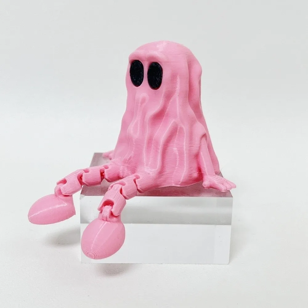 Simpatico mini ornamento fantasma stampato in 3D PLA dipinto a mano Fantasma Fidget Giunti mobili Statua fantasma Decorazione festa di Halloween