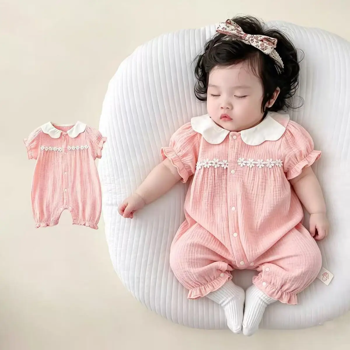 Summer Jumpsuit Baby Girl Short Sleeved Princess Style Climbing Suit Newborn Clothes Super Outdoor Rompers Summer