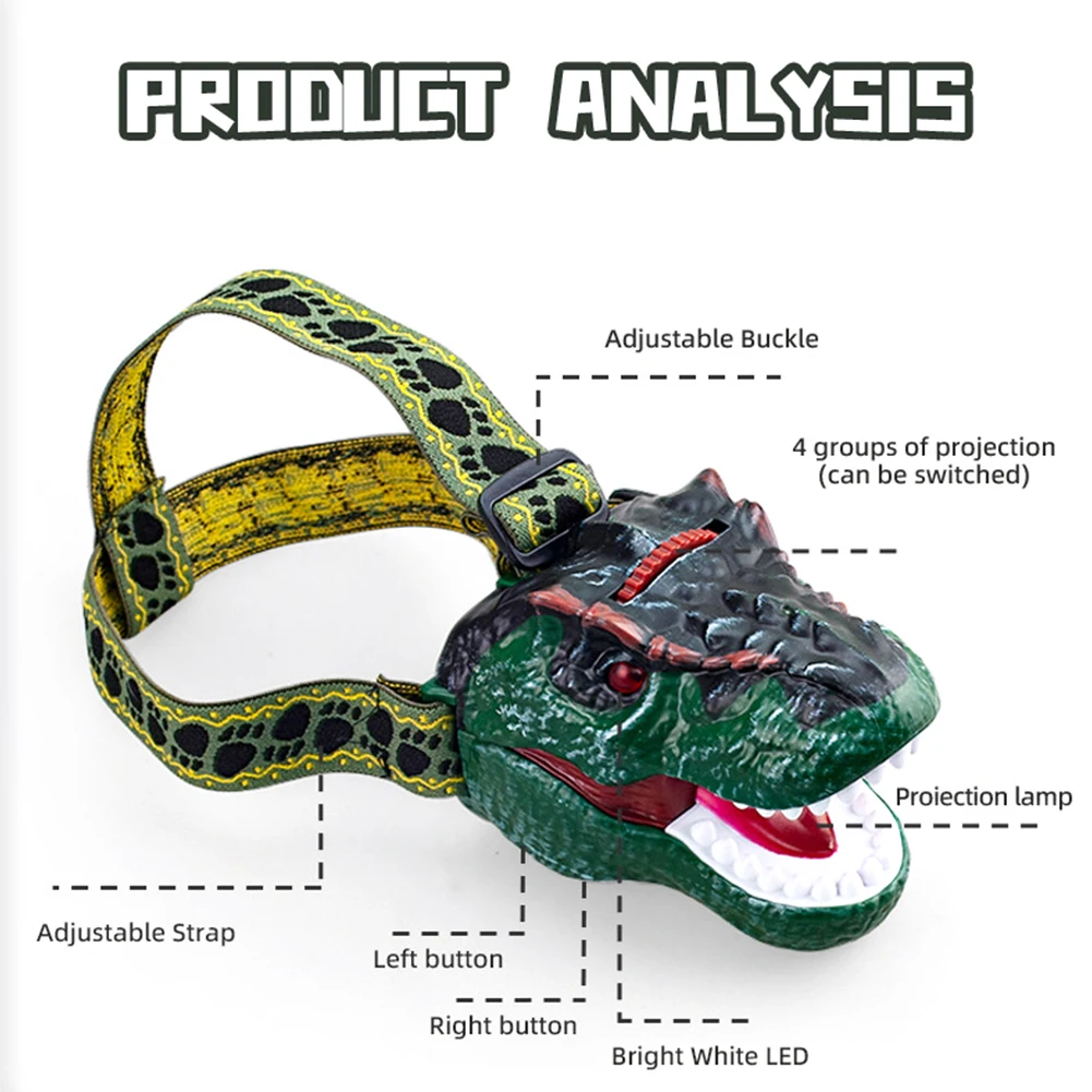 Led ao ar livre dinossauro projetor farol com som dinossauro crianças farol 8 padrões acampamento dinossauro farol para crianças idades 3 +