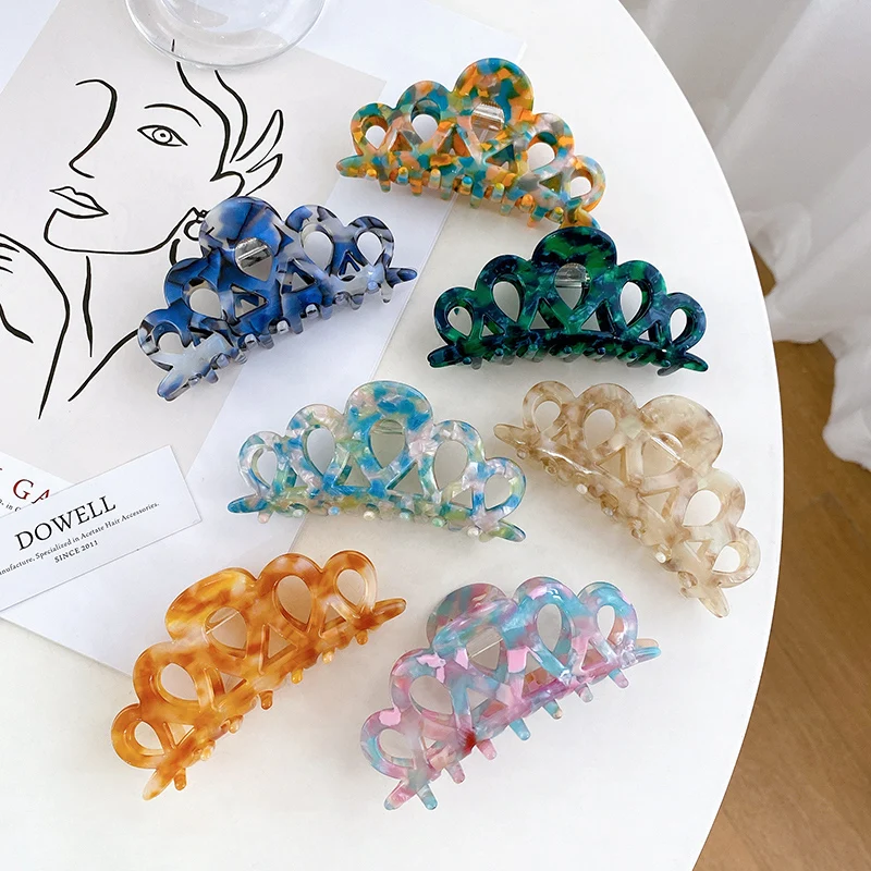 Korea Fashion New Big 9.3CM Color Acetate Hair Claw Clips Accessories High Quality For Women Girls Beautiful Hairpins Headdre