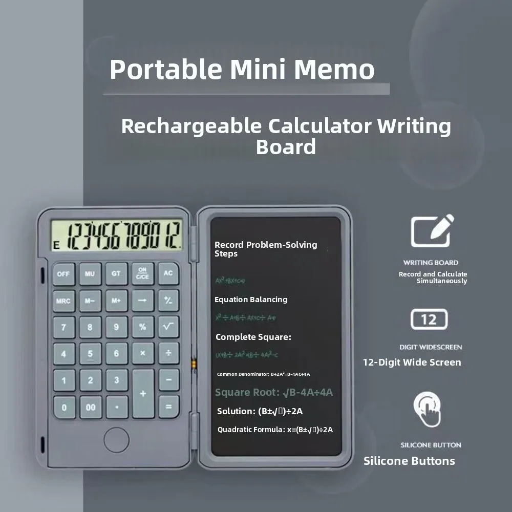

2in1 Scientific Calculator Foldable Large Screen Display Office LCD Drawing Pad Portable Erasable Digital Writing Tablet