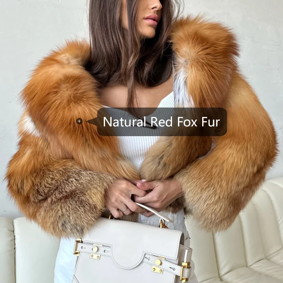 짧은 리얼 레드 폭스 퍼 재킷 천연 풀 스킨 폭스 퍼 코트 칼라 봄버 재킷 고품질 여성 겨울 가을 코트