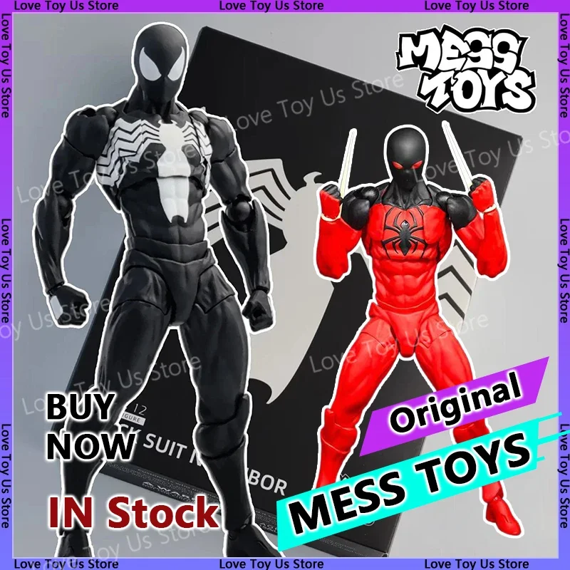 متوفر في المخزون ألعاب الفوضى الرجل العنكبوت سيمبيوت بدلة سوداء الجار القرمزي العنكبوت سبايدرمان Messtoys أنيمي ألعاب هدايا شخصيات الحركة