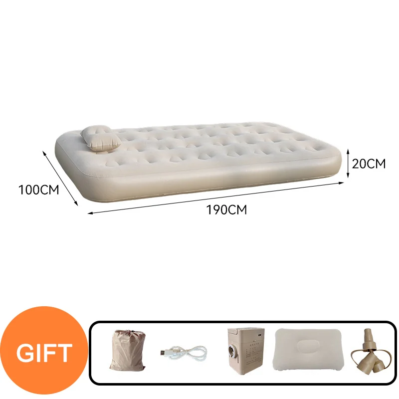 Interior Air Mattress Glamping Mats PVC Inflatable Sleeping Mattress 1 Person Camping Bed Mat Built-in Pump