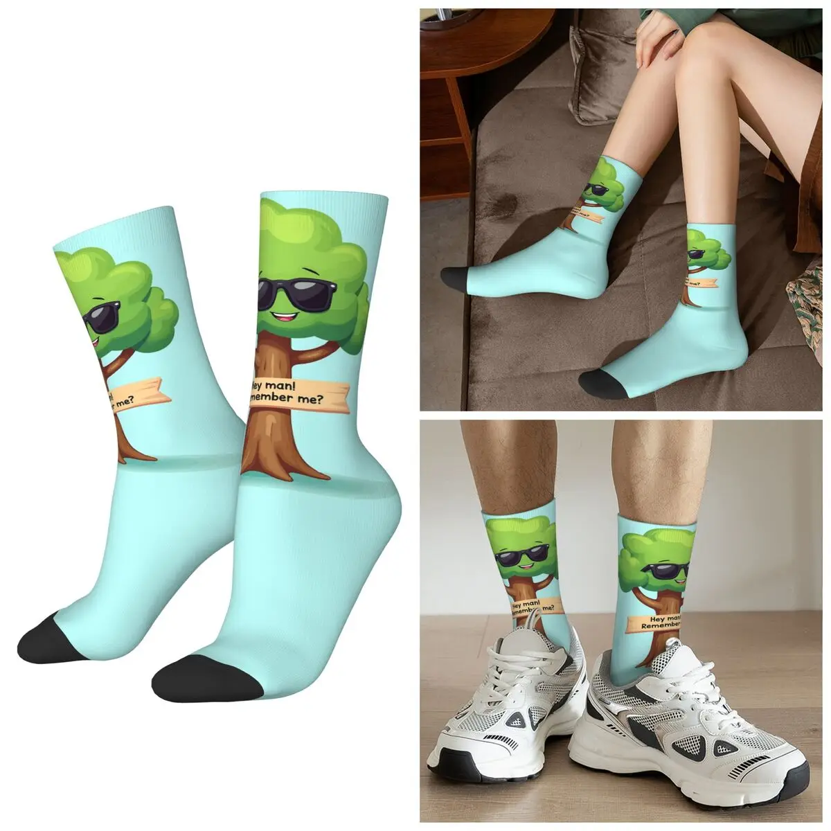 

Всесезонные крутые носки с мультяшным деревом и солнцезащитными очками, спортивные носки в стиле Харадзюку, средние носки-трубы, высокое качество, чулки для мужчин и женщин, подарки
