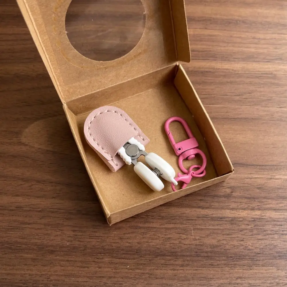 High Precision Art Mini Scissors Colorful Hook Buckle Keychain Design Small Thread Cutting Tool Straight Tip with Storage Box
