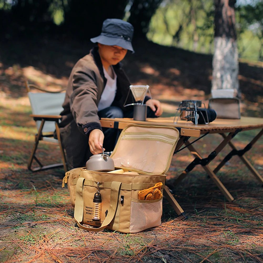 

20 L Cookware Storage Bag Portable Large Capacity Picnic Cookware Utensils Kit Bag with Handle Removable Dividers