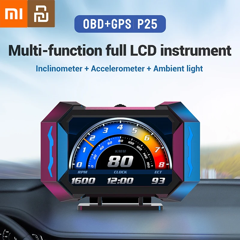 

Xiaomi Youpin GPS HUD Car OBD Head Up Display HUD on Board Computer Digital Speedometer Water Temp Fuel Consumption Slope Meter