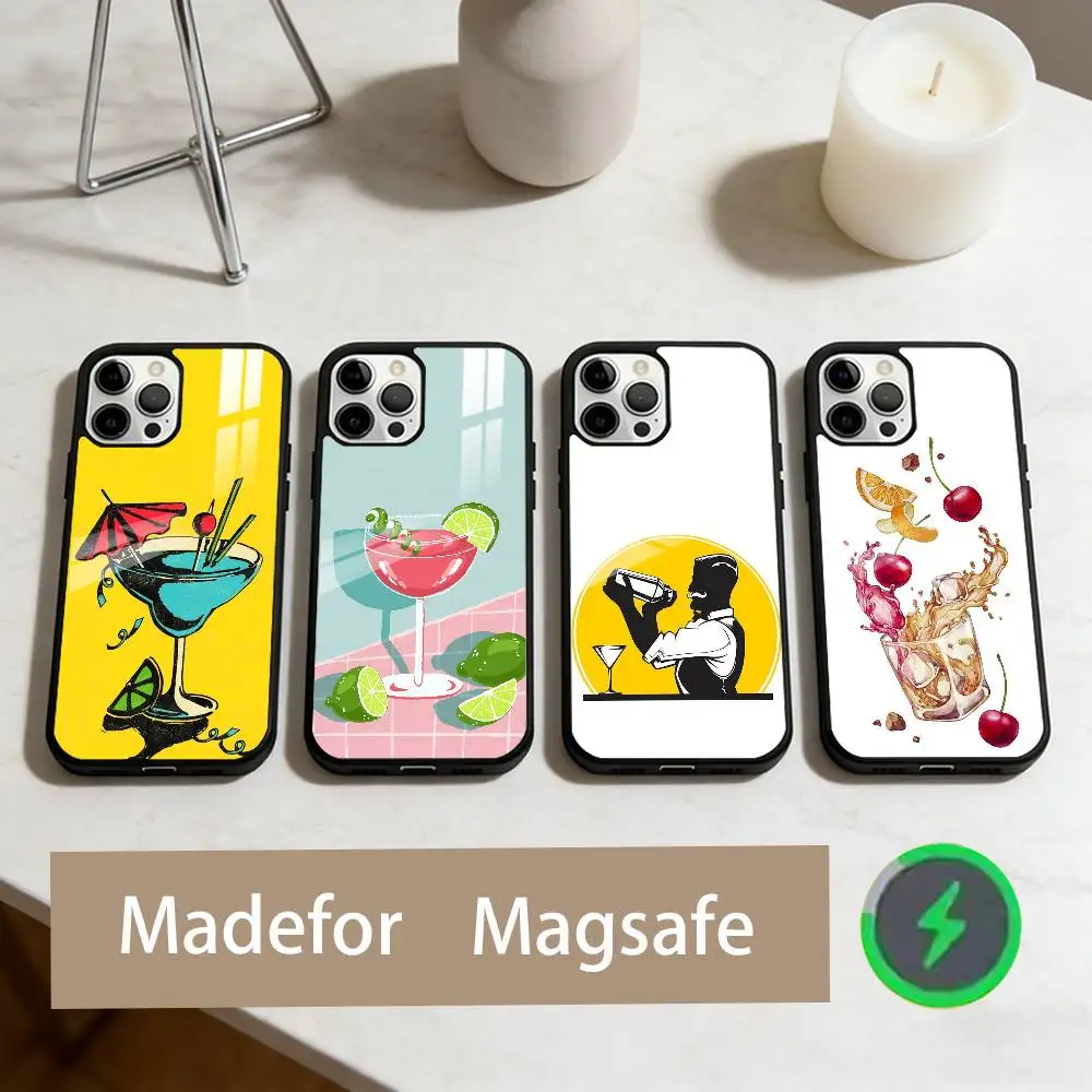 

B-Bartending Illustration Phone Case For iPhone17,16,15,14,13,12,11 Plus,Pro Max Magnetic For Magsafe Wireless Charging