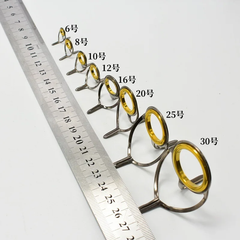 8 قطعة معالجة الصيد الفولاذ المقاوم للصدأ طقم تصليح مجموعة الصيد رود دليل حلقة تلميح قصبة صيد خشبية دائرة حلقة العين دليل سلك حلقة #1