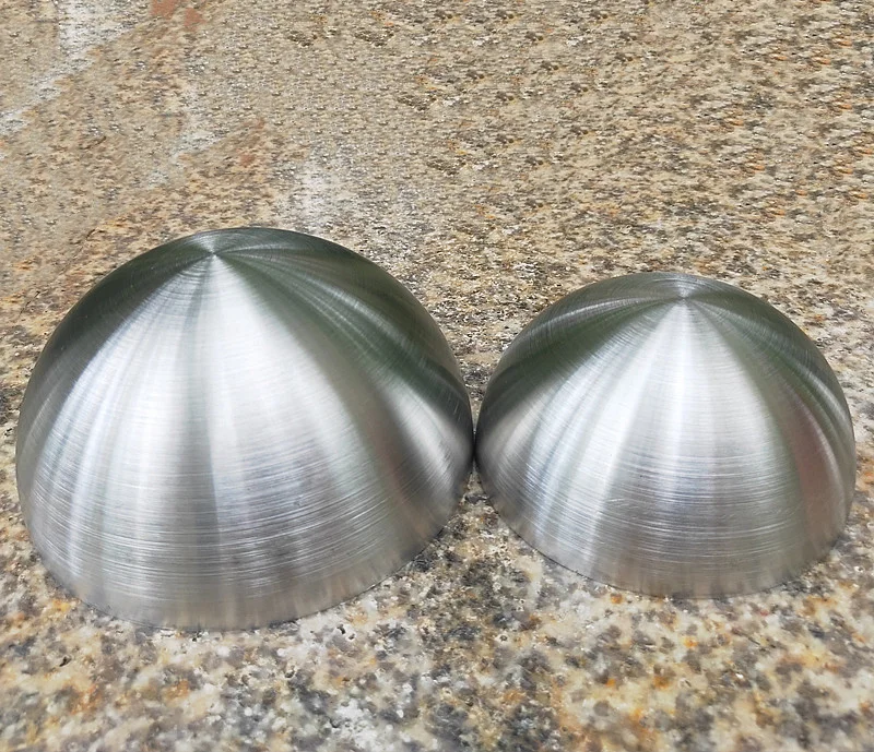 Diameter51mm-600mm Wire drawing stainless steel brushed matte indoor and outdoor hollow decorated semi-spherical steel pipe head
