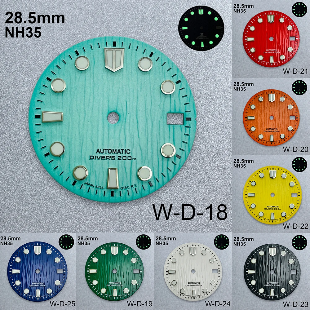 

28.5mm S Logo Meteorite Dial Fit NH35/NH36 Automatic Movement C3 Green Luminous High-Quality Watch Modification Accessories