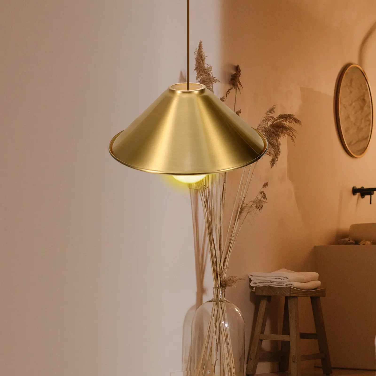 Copper Finish Lamp Shade Metal Cone Lampshade Hanging Light Shade Iron Lamp Cover for Pendant Ceiling Lamps Iron Lampshade