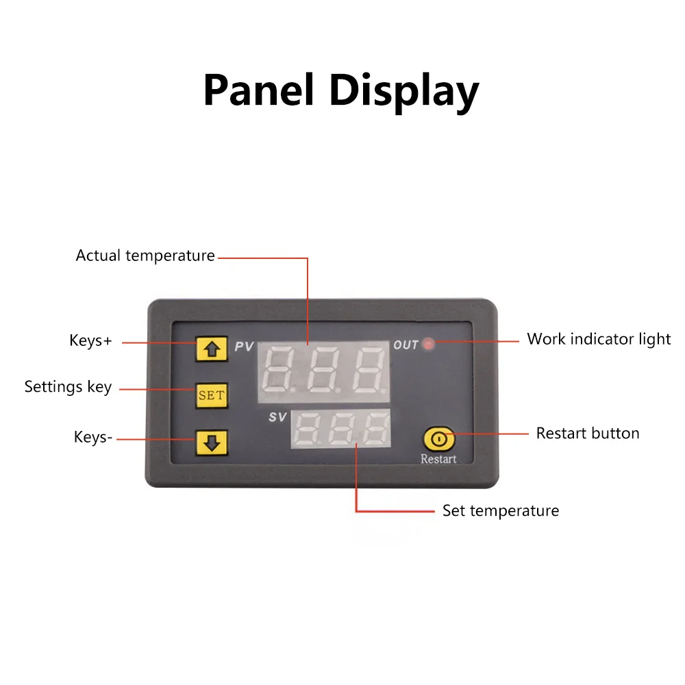 DC5V 12V 24V Digital Temperature Controller Relay Output -10~+210℃ Thermostat Regulator Heating Cooling Control Switch 10A NTC