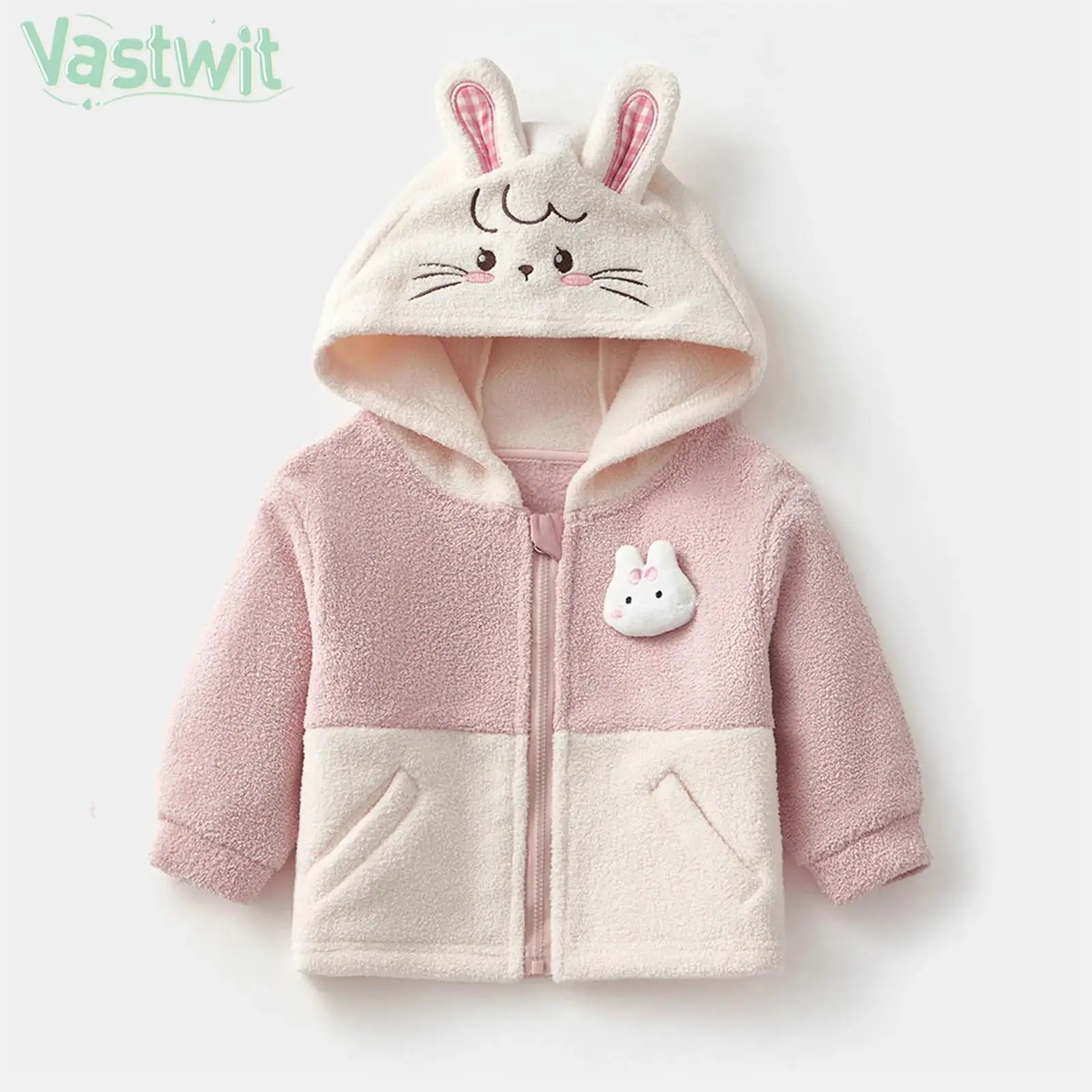 

Children Long Sleeve Cute Animal Polar Fleece Hooded Jacket Winter Warm Zipper Casual Coat Outerwear Daily Home Wear Streetwear