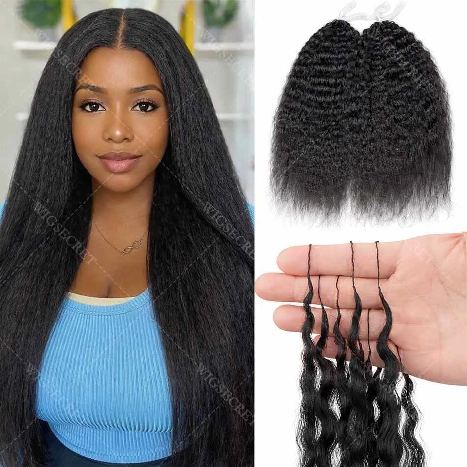 

Наращивание волос 12A Kinky Straight Crochet: готовые пучки из натуральных волос с предварительно проработанными петлями, многоразовые, невидимые, без узлов