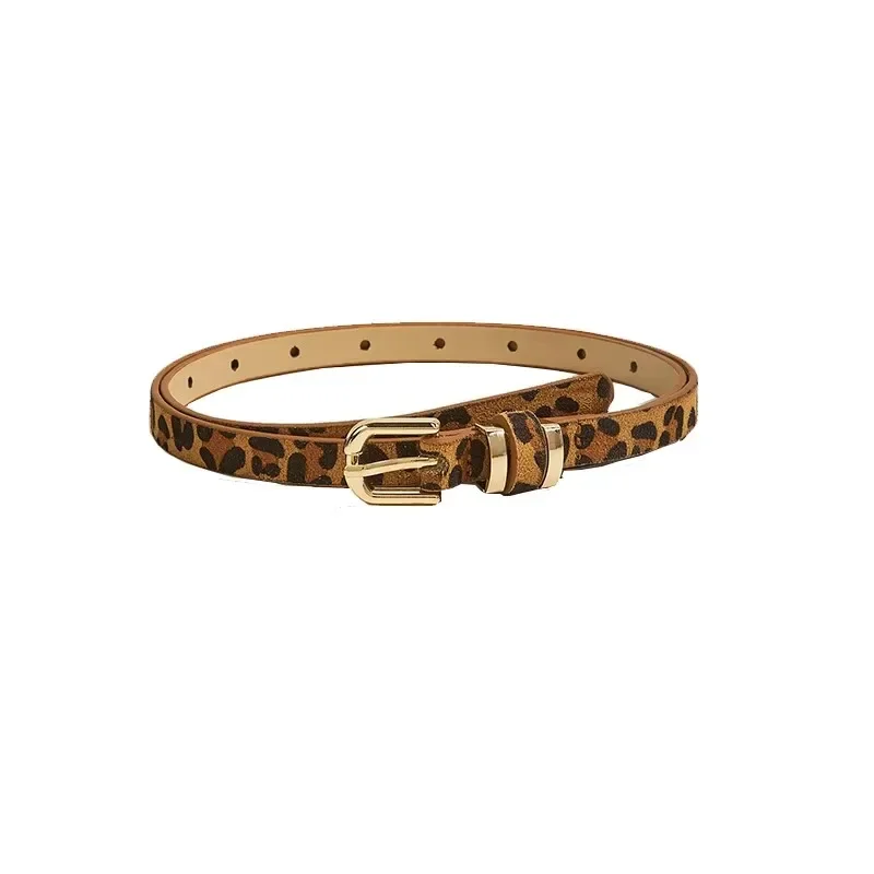 European American Vintage Thin Belt Women's Versatile Needle Buckle Small Waist Belt Decoration Simple Summer Leopard Print Belt image 5