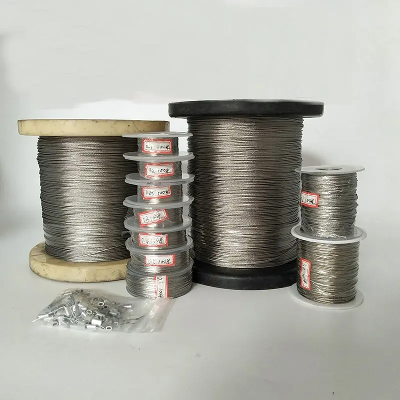 10-100 Meters 7X7 Structure 0.4 0.5 0.6 0.8 1 1.2 1.5 2 2.5 3 4 MM Diameter Marine 316 Grade Stainless Steel Wire Rope Cable