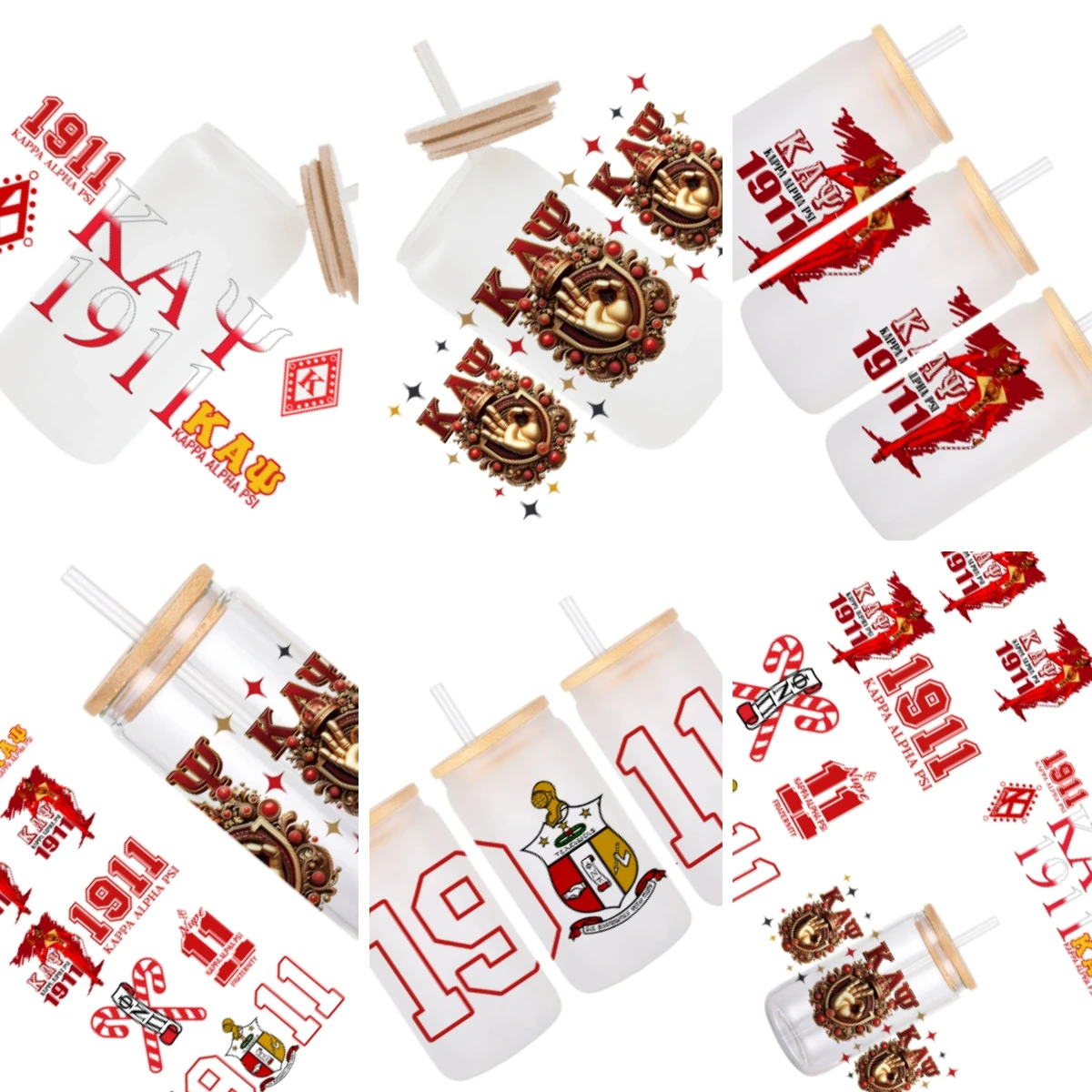 Kappa Alpha Psi Fraternity Sorority 11x24cm Waterproof Cup Wrap Sticker for Thermal Cups Ceramic Mugs Iced Coffee Cup Decoratio