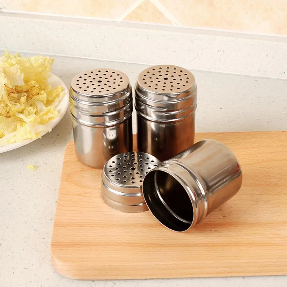 Salt Sugar Bottle Uniform Hole Seasoning Bottle Stainless Steel Shatterproof Spice Pepper Shaker Spice Jar Kitchen Accessories