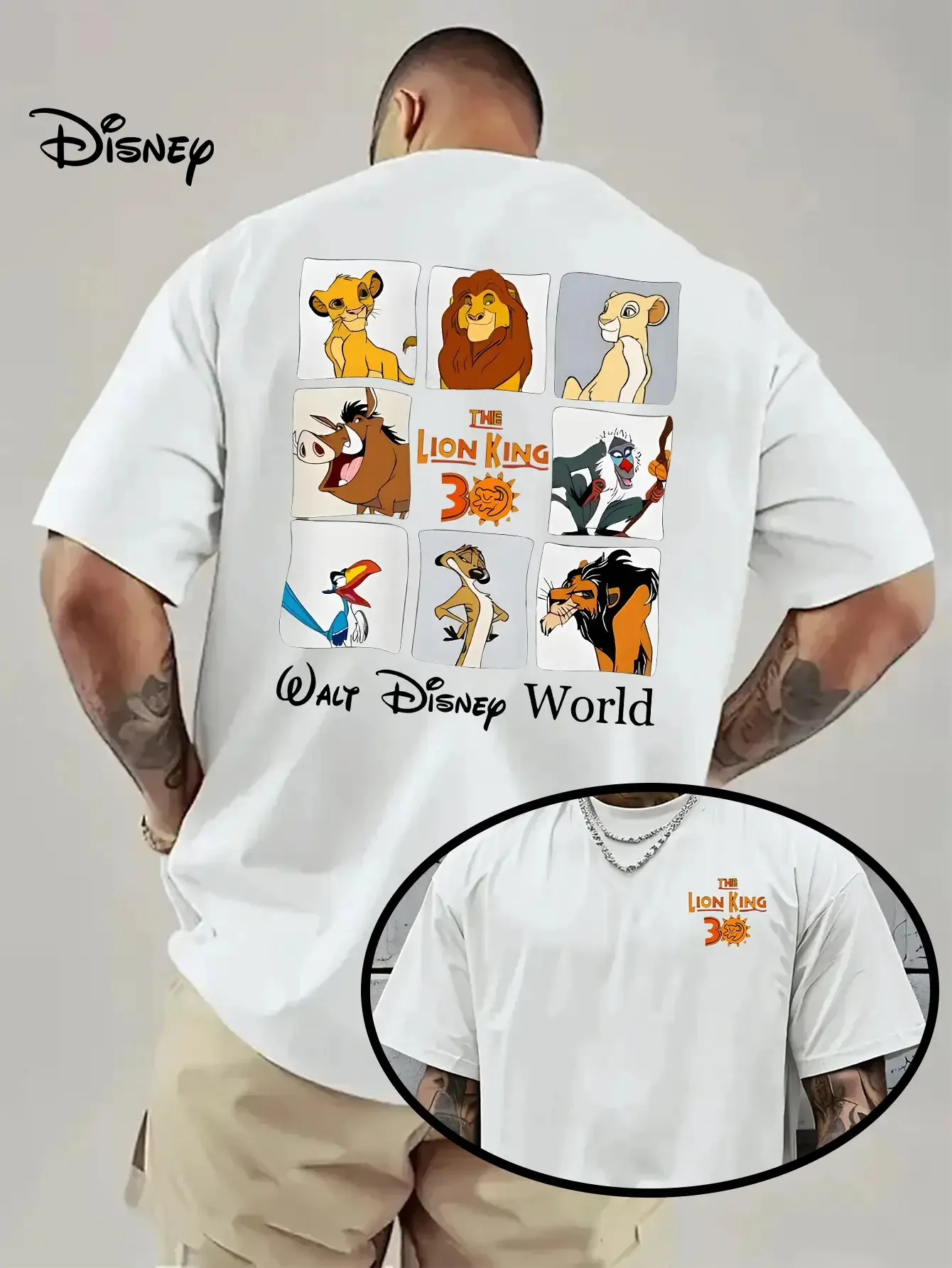 Camiseta gráfica del 30 aniversario del Rey León de Disney para hombre Diseño de Simba Mufasa Timon Pumba de inspiración oficial