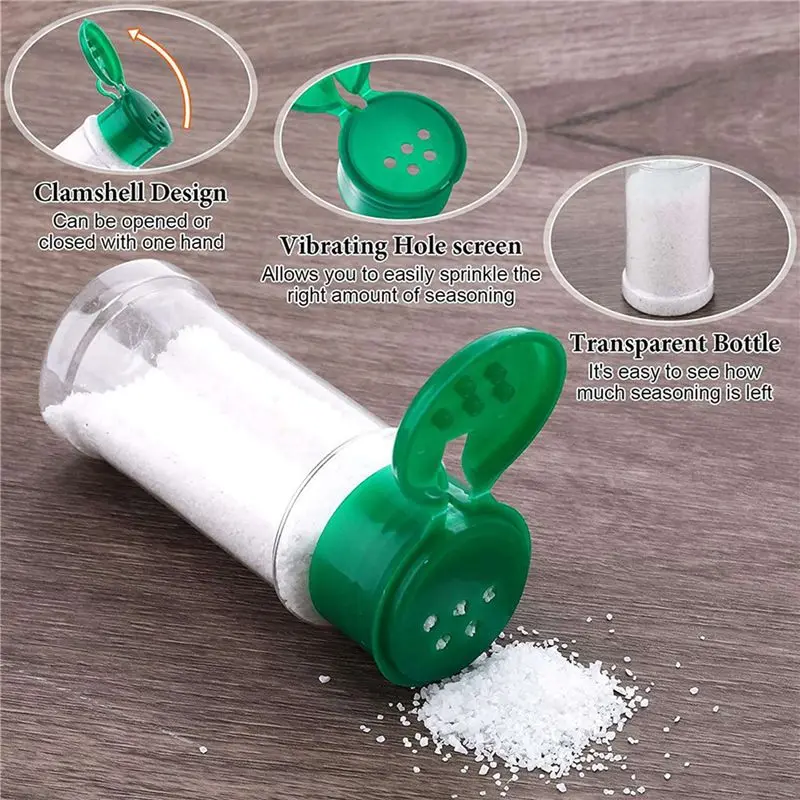 DT20 200Pcs Plastic Spice Jars with Shaker Lids 3.3Oz Spice Containers Seasoning Shaker Bottles Green