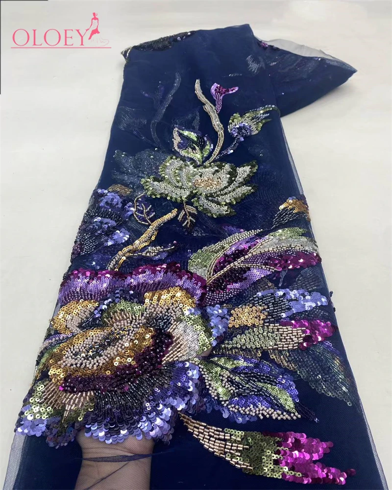 Diskon Besar Terbaru Kain Renda Afrika Mode Renda Bordir Buatan Tangan Kualitas Tinggi dengan Payet Manik-manik Pesta untuk Gaun Pengantin