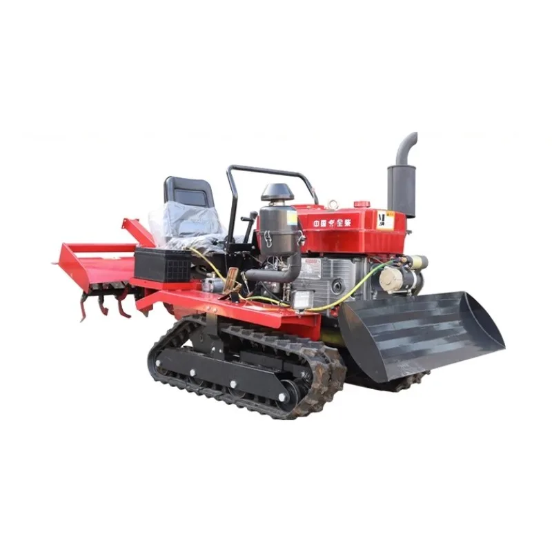 Riding crawler rotary tiller small diesel agricultural trencher micro tiller