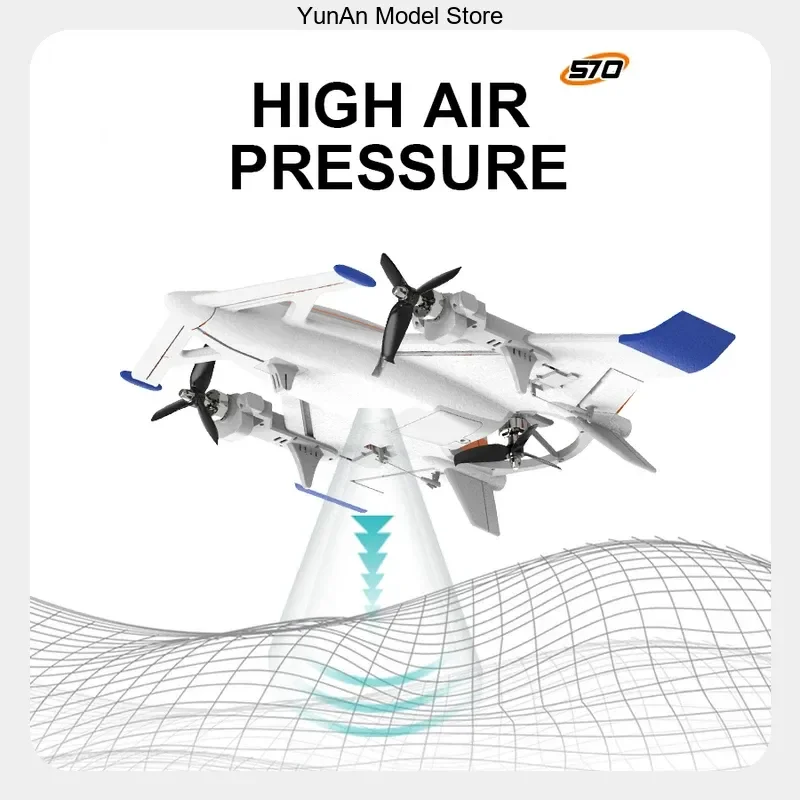 QIDI570 2.4G 8CH VTOL RC Glider Fixed Wing Brushless Aerobatic Aircraft with One-Key Crane Mode & Vector Thrust