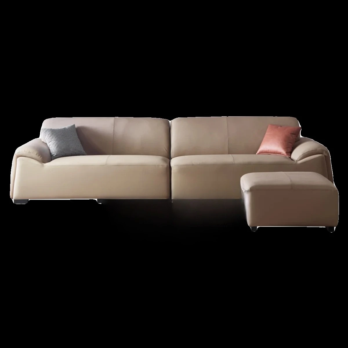 minimalist leather sofa living room size apartment straight row wabi-sabi French retro light luxury large sitting deep sofa