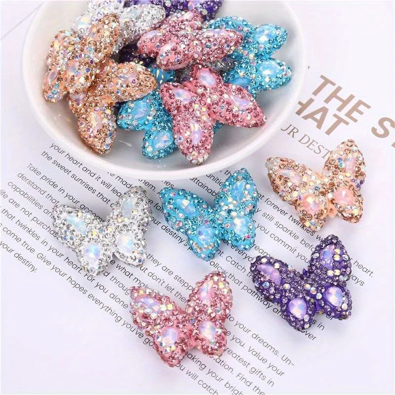 1pcs Butterfly Polymer Clay Beads Straight Hole Moon Glass Rhinestone For Pen Decorate DIY Jewelry Keychain Necklace Making