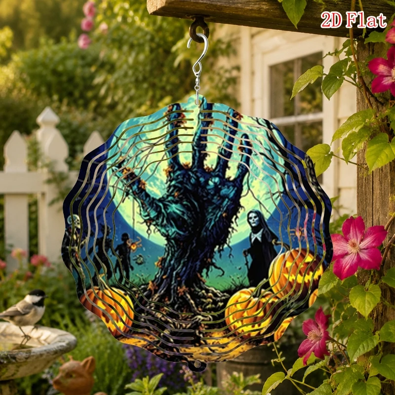 CIFBUY Wind Chimes 360 Degree Rotating Creative Outdoor Hanging Garden Yard Decor Spinning Hook Ghost Hand Withered Forest Theme