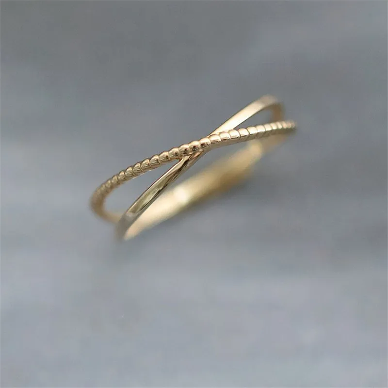 Anillo de Plata de Ley 925 chapado en oro de 14K para mujer, sortija de línea Simple, temperamento de moda coreana, accesorios de joyería diaria