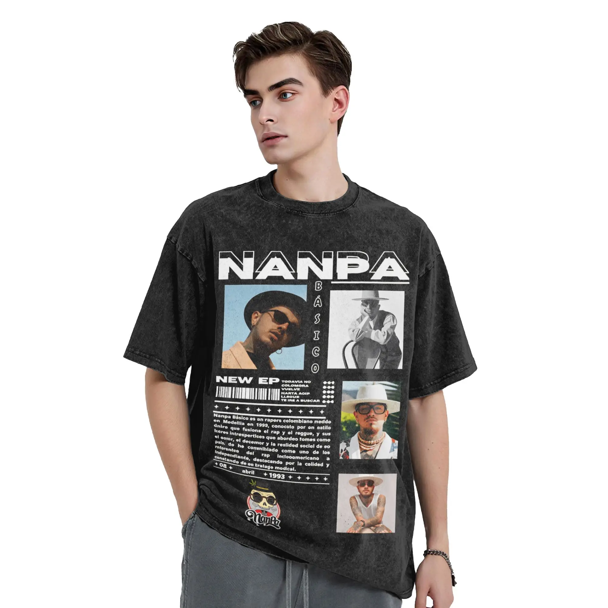 Funny Rapper Nanpa Basico Album T-Shirts for Men O Neck Pure Cotton Washed T Shirts  Short Sleeve Tee Shirt Plus Size Tops