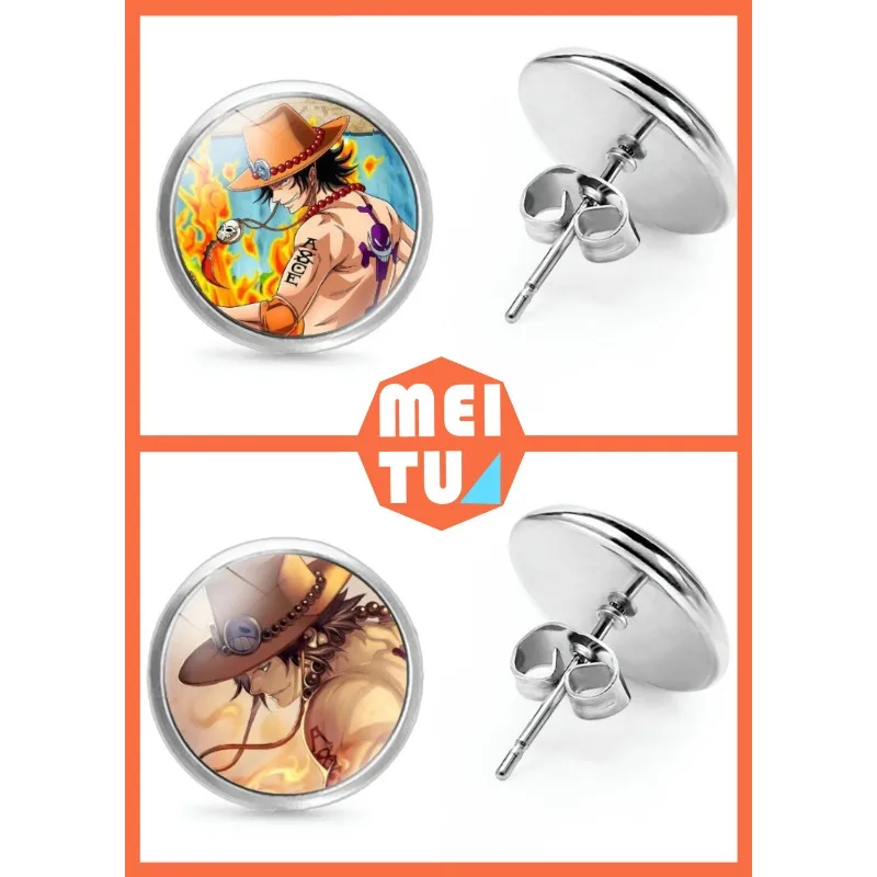 One Piece Cartoon Earring Cap Luffy Anime Action Figure Sanji Zoro Pin Toy Jewelry Earrings Merchandise Decoration Children Gift