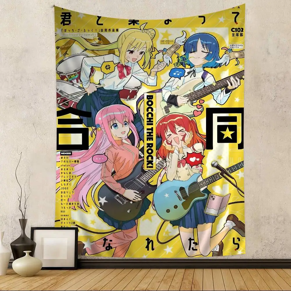 Bocchi the Rock! Band Character Wall Tapestry - Anime Musician Art, Playful Room Decor for Slice-of-Life & Music Anime Fans