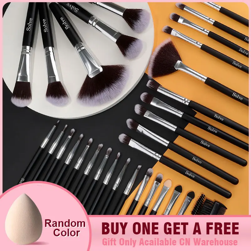 VANDER New Style Black 32pcs Makeup Brushes Set Premium Soft Cosmetic Powder Blending Foundation Eyeshadow Blush Brush Set Kit