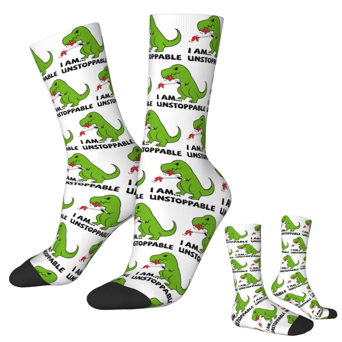 

Носки I Am Unstoppable T-rex, впитывающие пот чулки в стиле Харадзюку, всесезонные длинные носки, аксессуары, мужские и женские рождественские подарки