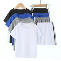 2 Pcs Summer Children's Quick-drying Short-sleeved Shorts Suit Boy Sports Casual Solid Color Vest Girl Cute Joker Stretch Shorts