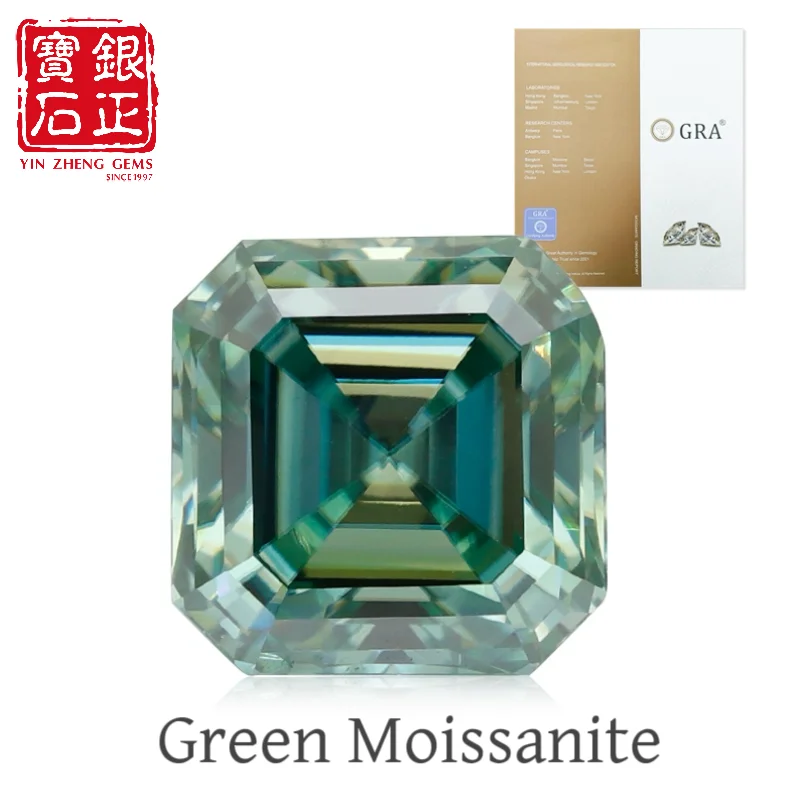 

YinZheng Asscher Cut AAAAAA Grade Green Moissanite Diamonds Provide GRA CertifIcate Loose Moissanite Stone For Making Jewelry