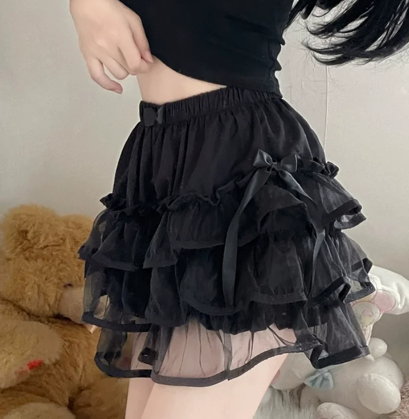 Lolita Double Layer Pumpkin Cake Shorts Versatile Age Reduction Sweet Women Summer Elastic Waist Cute Bow Gauze Leisure Shortses
