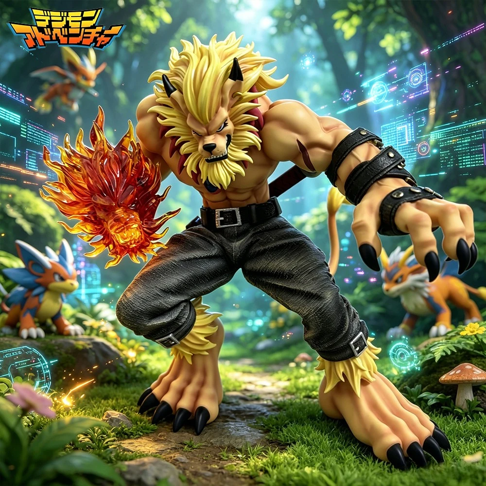 21cm/8,27 Zoll Anime Digimon Adventure Figur Leomon Actionfiguren PVC-Statue Desktop-Ornament Sammlermodell Spielzeug Geschenke