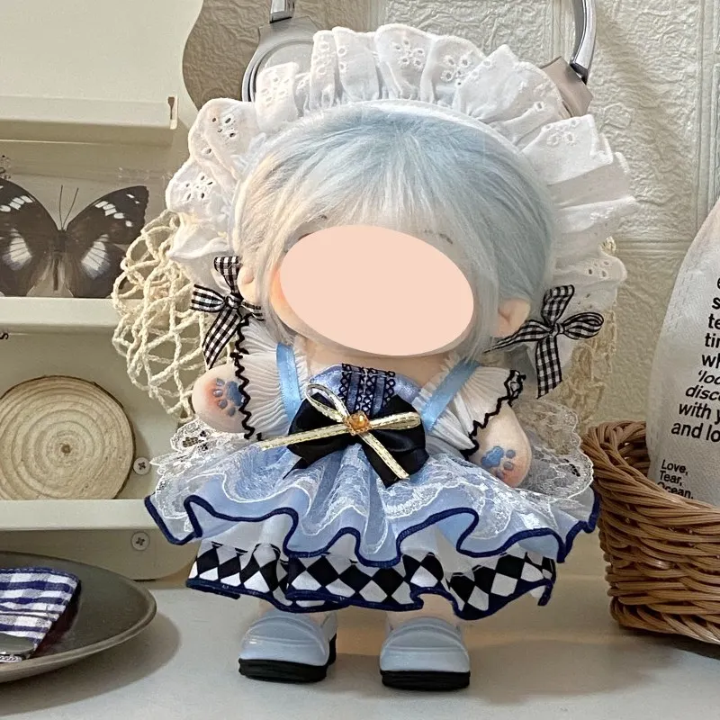 

20cm doll blue dress, cute princess dress with headwear,girl doll dress-up toy